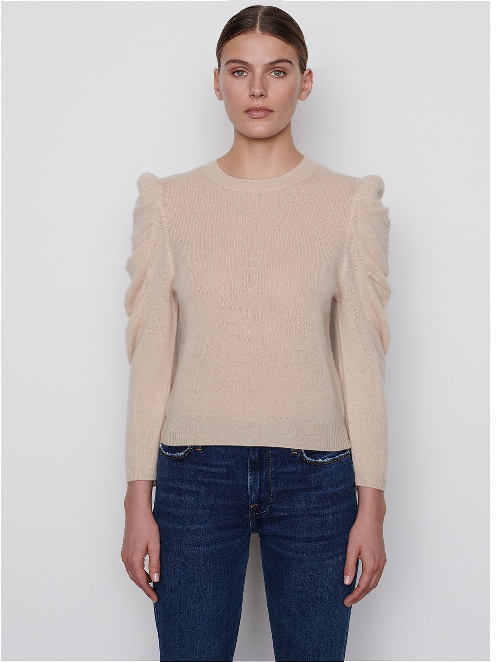 Frame - Shirred Sleeve Sweater in Vanilla