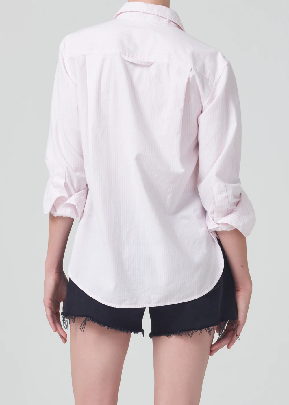 Citizens of Humanity - Shrunken Kayla Shirt in Oxford Guava Stripe