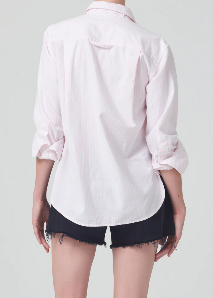 Citizens of Humanity - Shrunken Kayla Shirt in Oxford Guava Stripe