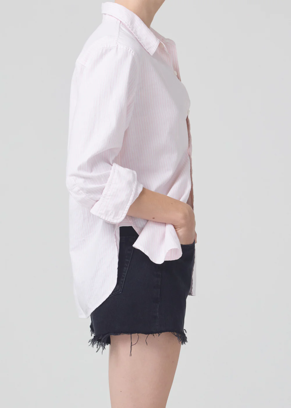 Citizens of Humanity - Shrunken Kayla Shirt in Oxford Guava Stripe