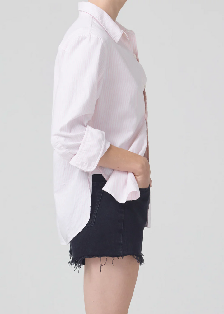 Citizens of Humanity - Shrunken Kayla Shirt in Oxford Guava Stripe