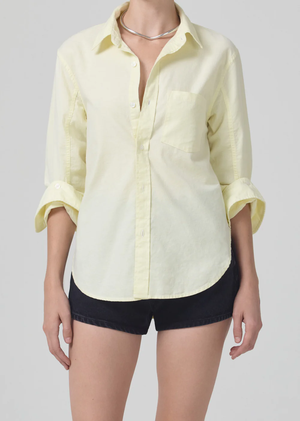 Citizens of Humanity - Shrunken Kayla Shirt in Oxford Baby Yellow