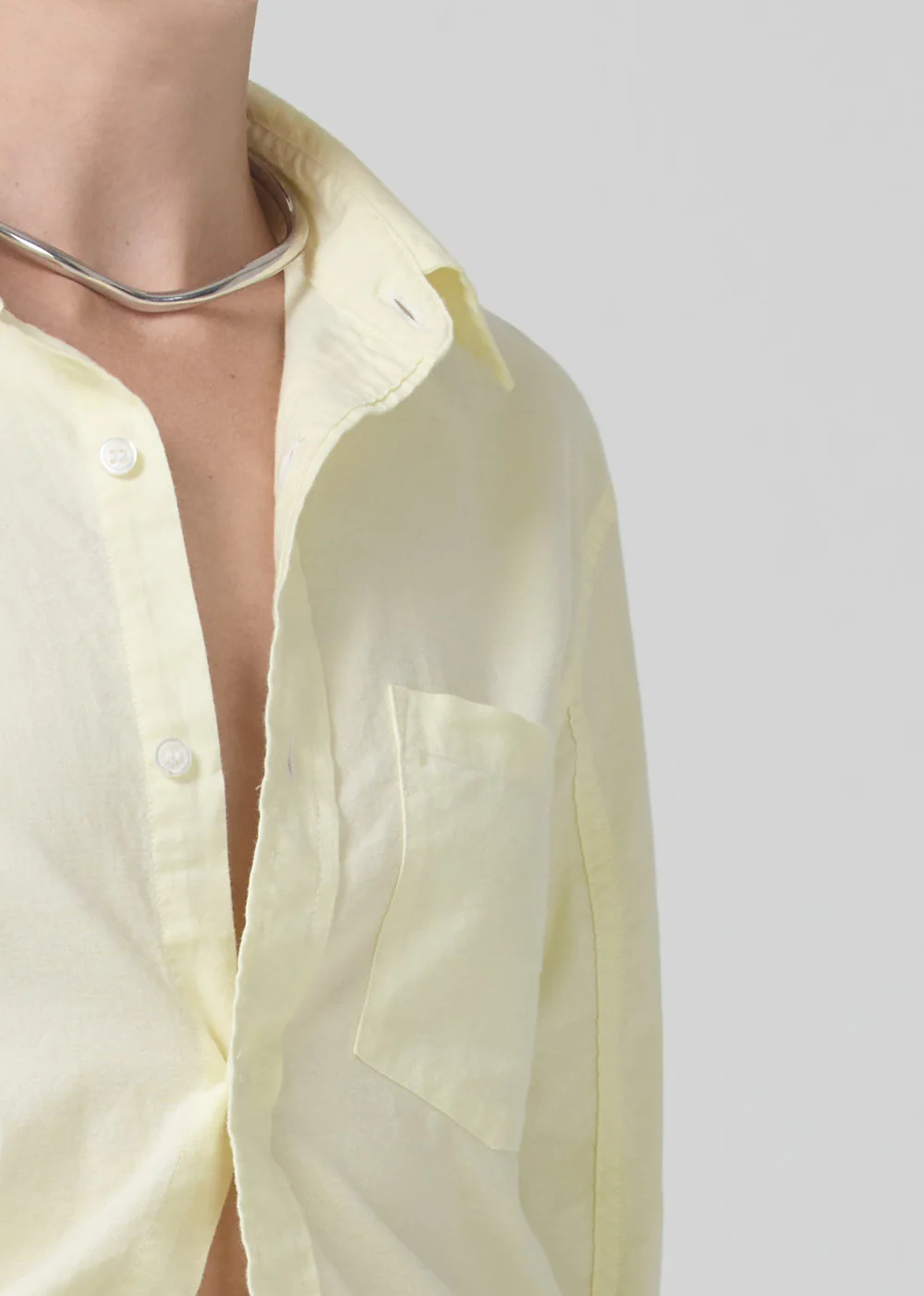 Citizens of Humanity - Shrunken Kayla Shirt in Oxford Baby Yellow