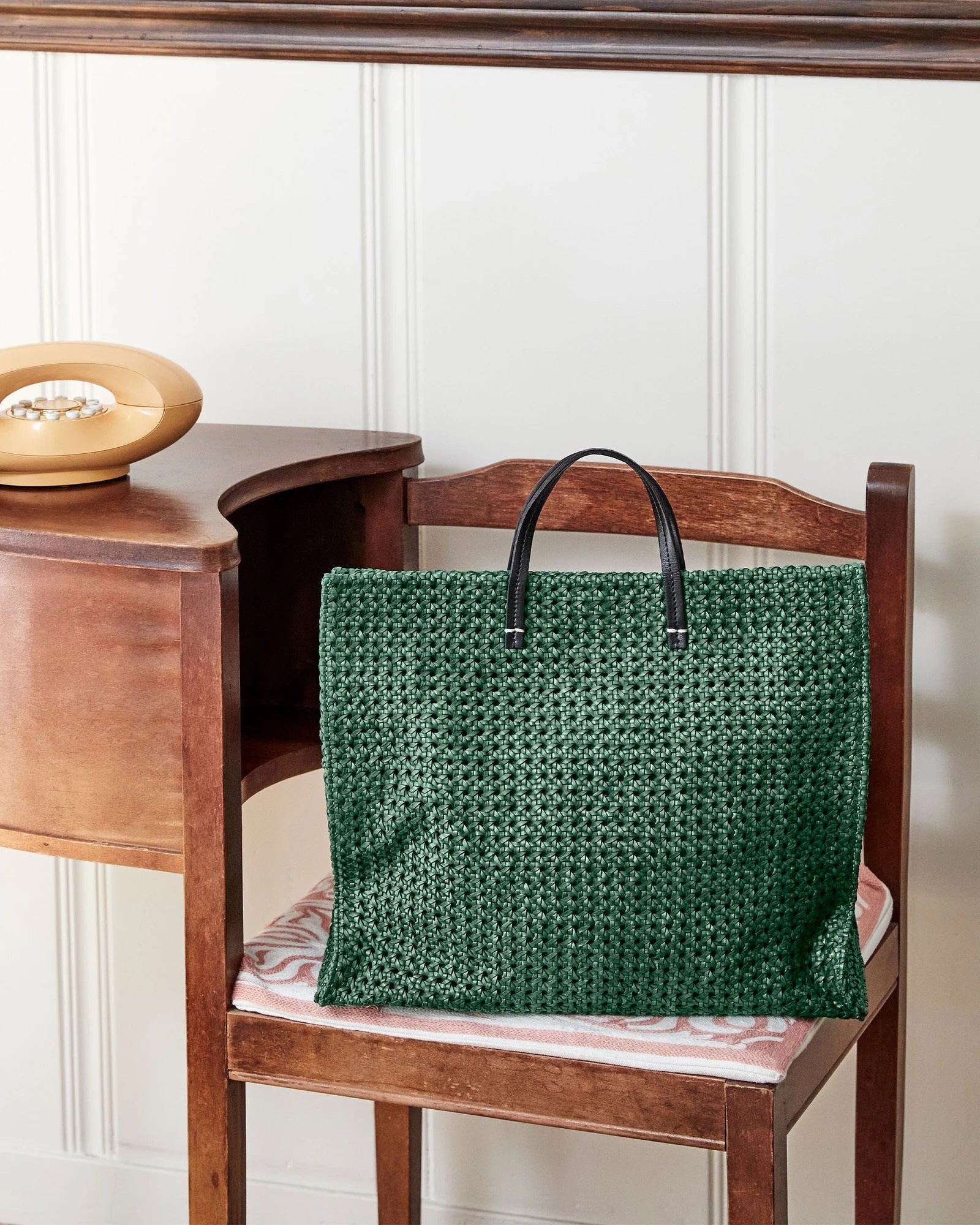 Clare V. - Simple Tote in Evergreen Rattan – Blond Genius