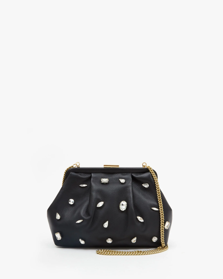 Clare V - Sissy in Black Nappa w/ Stones