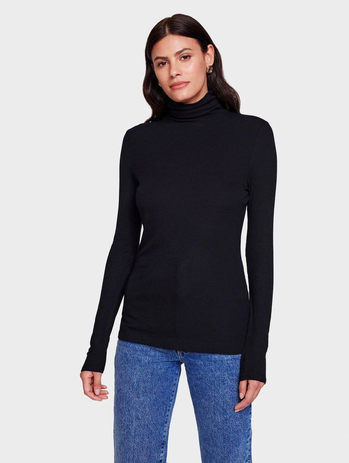 White + Warren - Scrunchneck Top in Black