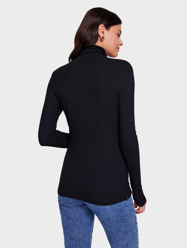 White + Warren - Scrunchneck Top in Black