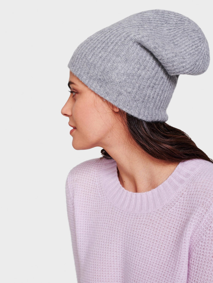 White + Warren - Plush Rib Beanie in Smoke Heather