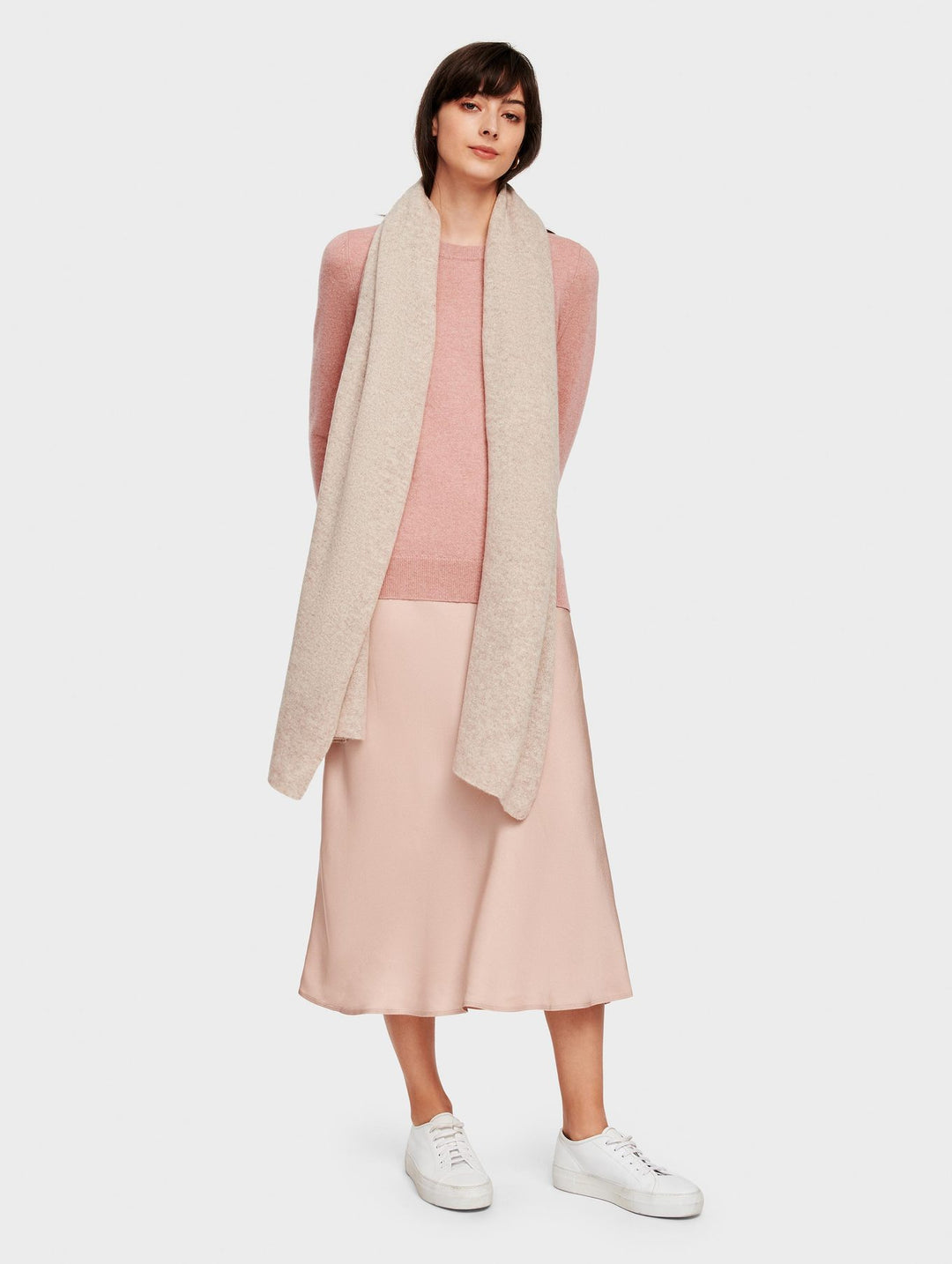 White + Warren - Mini Cashmere Travel Wrap in  Sand Wisp Heather