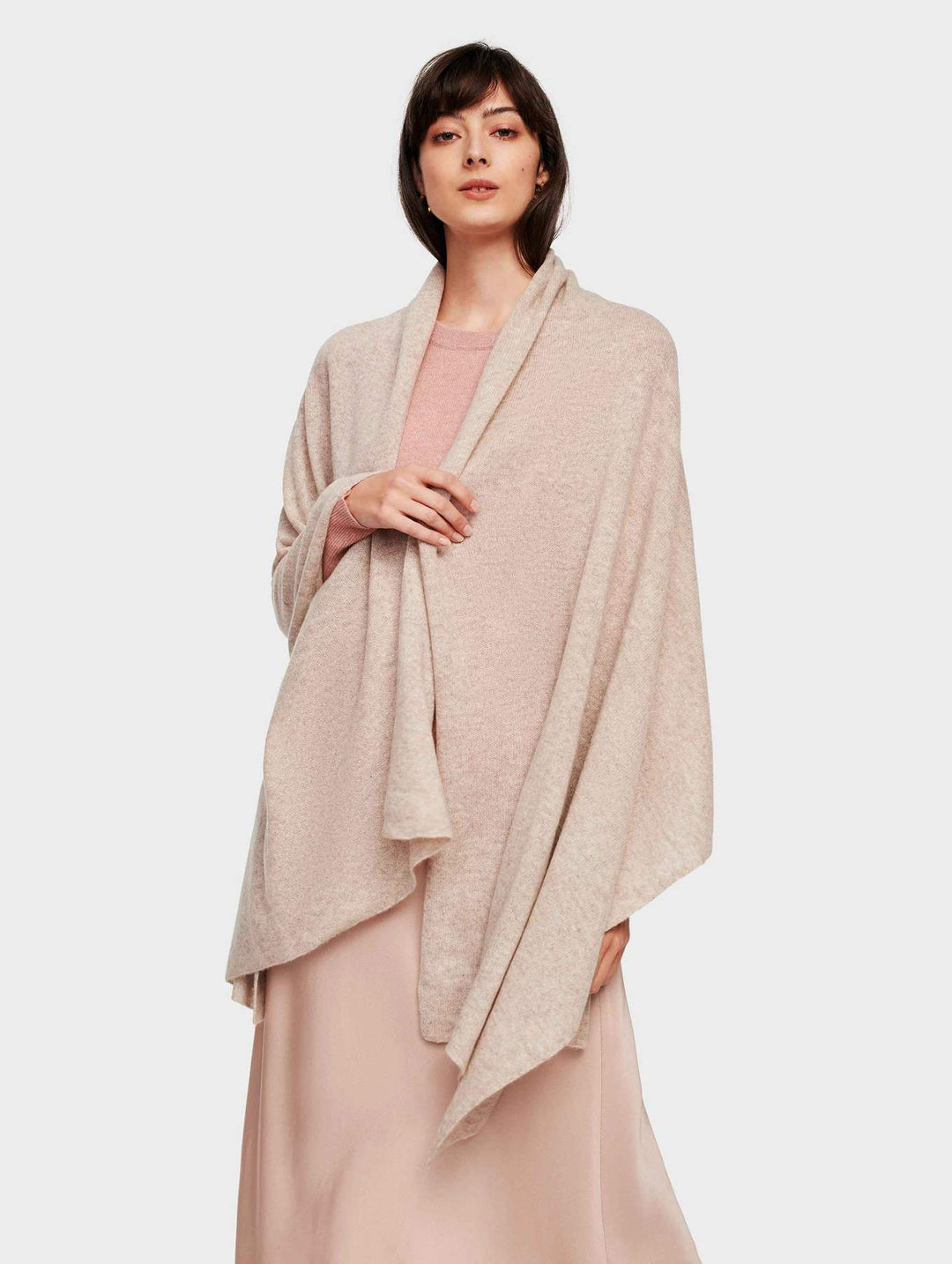 White + Warren - Mini Cashmere Travel Wrap in  Sand Wisp Heather