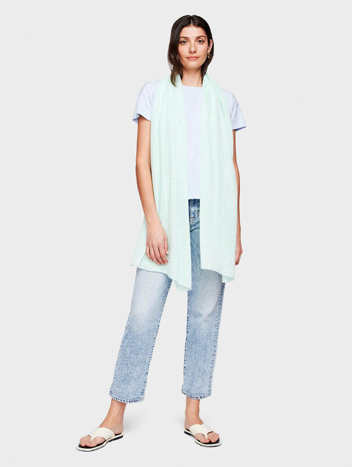White + Warren - Mini Linen Travel Wrap in Morning Dew Heather