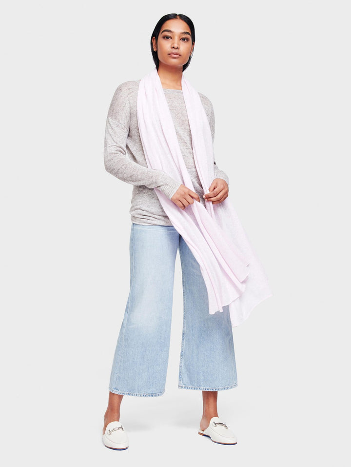 White + Warren - Mini Linen Travel Wrap in Pink Sand Heather