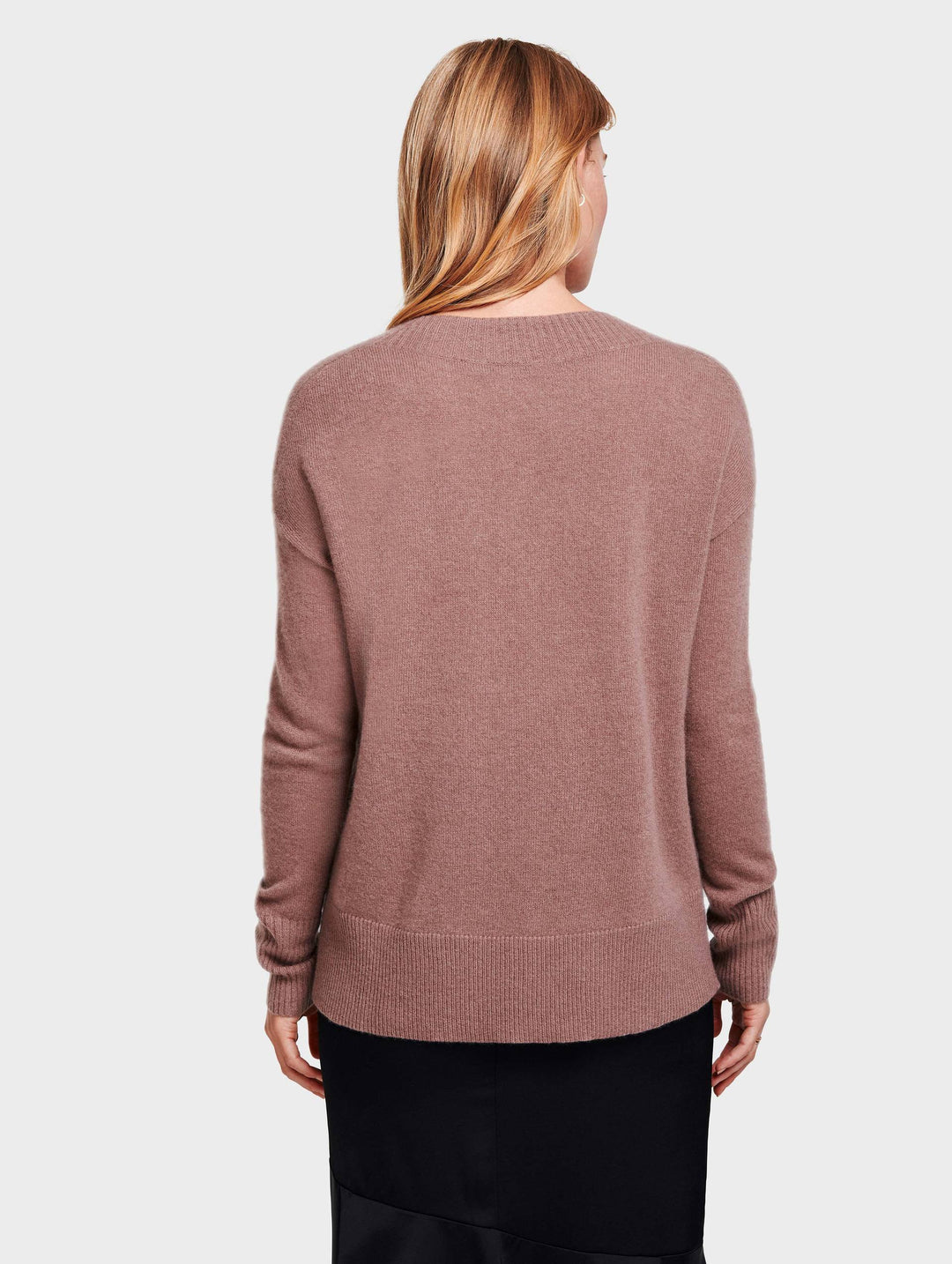 White + Warren - Wide Rib Slouchy V Neck in Smoky Quartz Heather