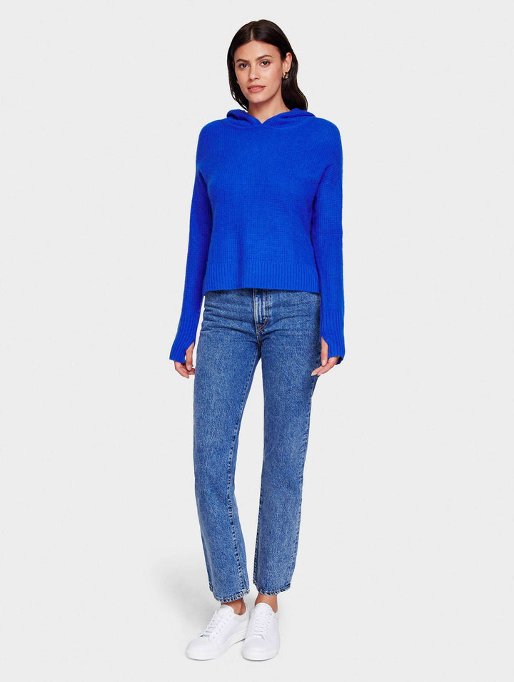 White + Warren - Oversized Waffle Hoodie in Pisces Blue Heather