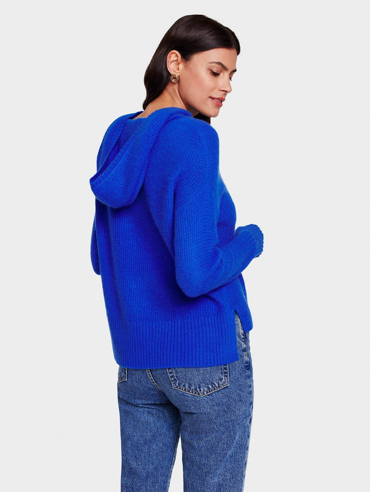 White + Warren - Oversized Waffle Hoodie in Pisces Blue Heather