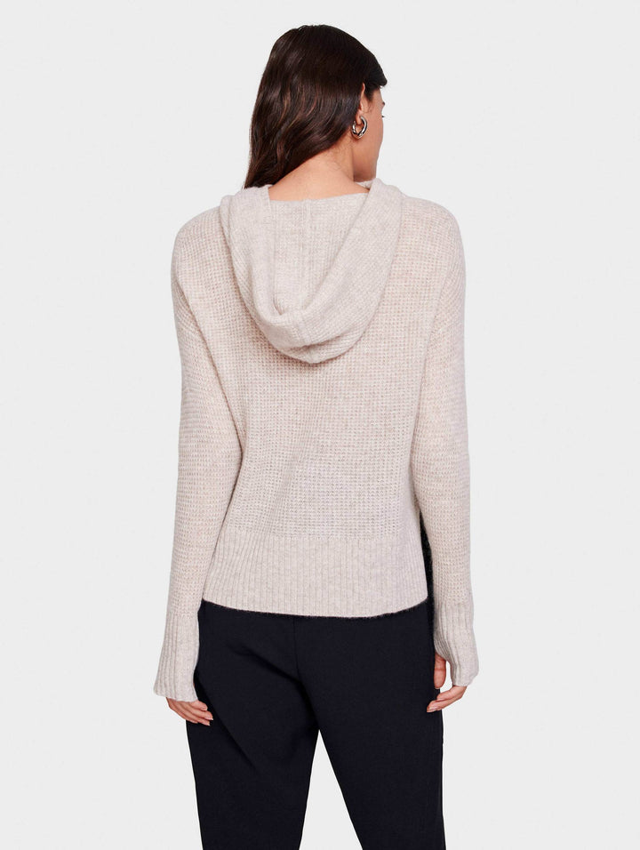 White + Warren - Oversized Waffle Hoodie in Sand Whisp