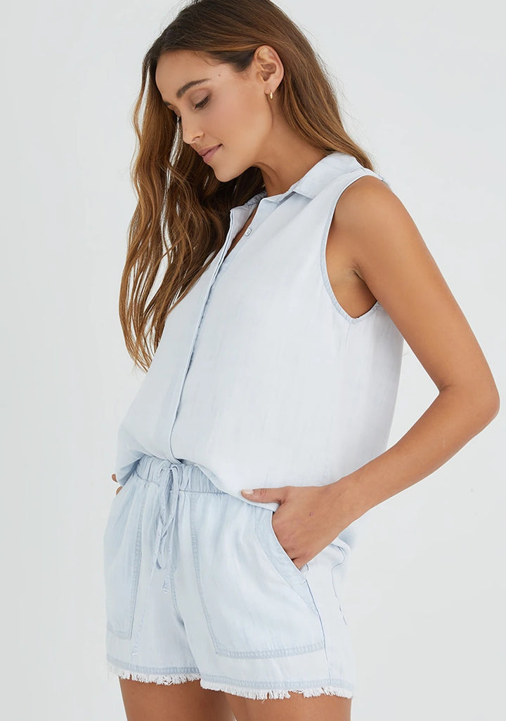 Bella Dahl - Sleeveless Button Down Shirt in Desert Sky Wash Tops