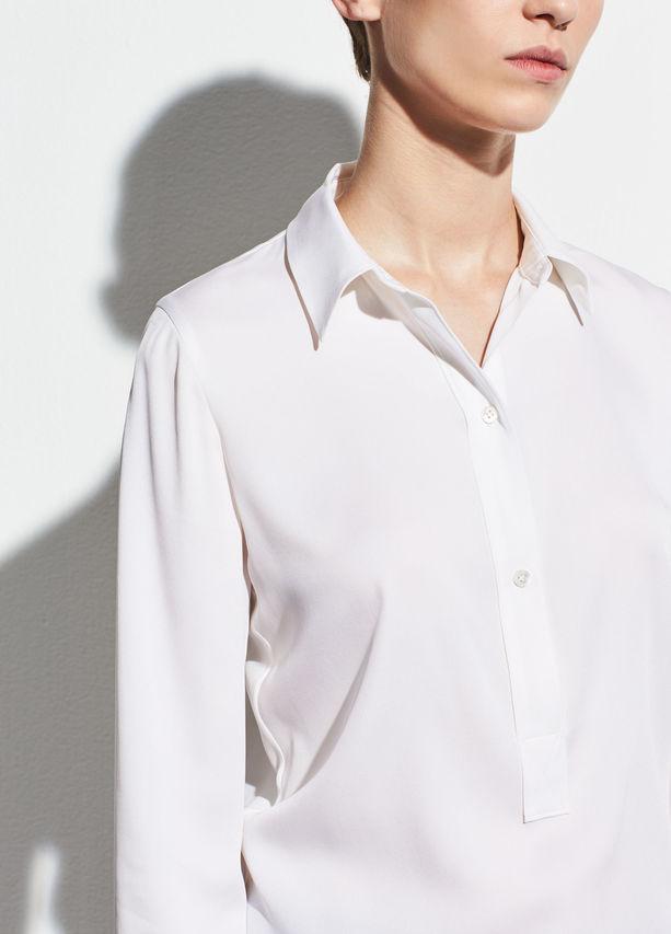 VINCE - Slim Fitted Popover Shirt Optic White