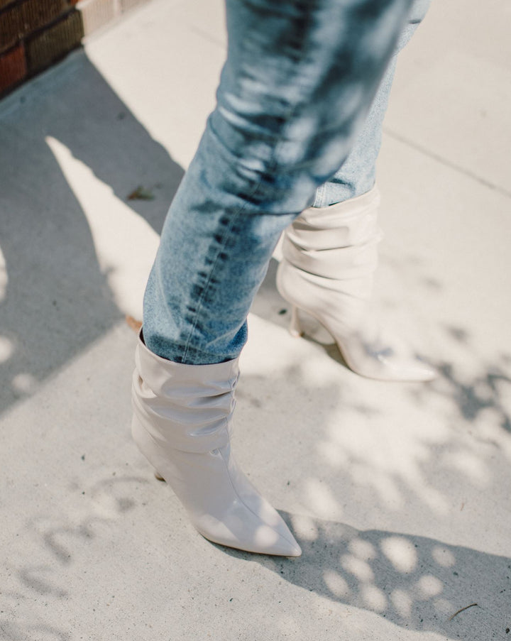 Jeffrey Campbell - Guillaume Slouched Boot in Ivory Patent Shoes