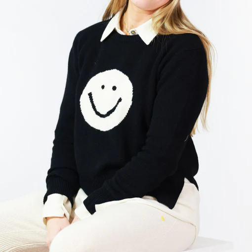 Kerri Rosenthal - Smiley Patchwork Pullover in Black