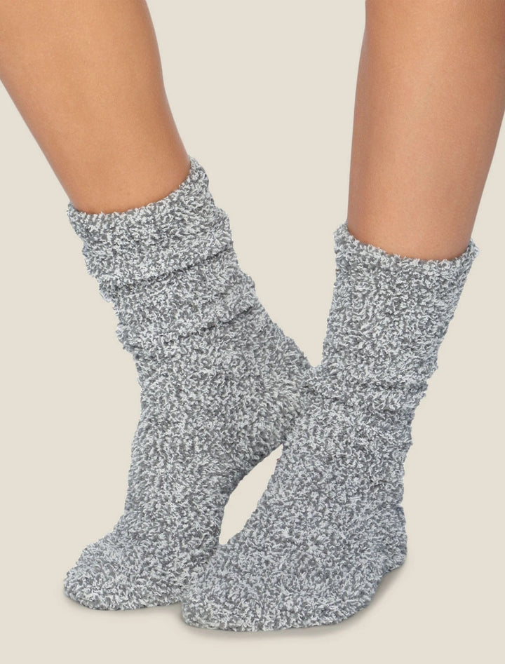 Barefoot Dreams - Cozychic Women's Heathered Socks in Graphite - White