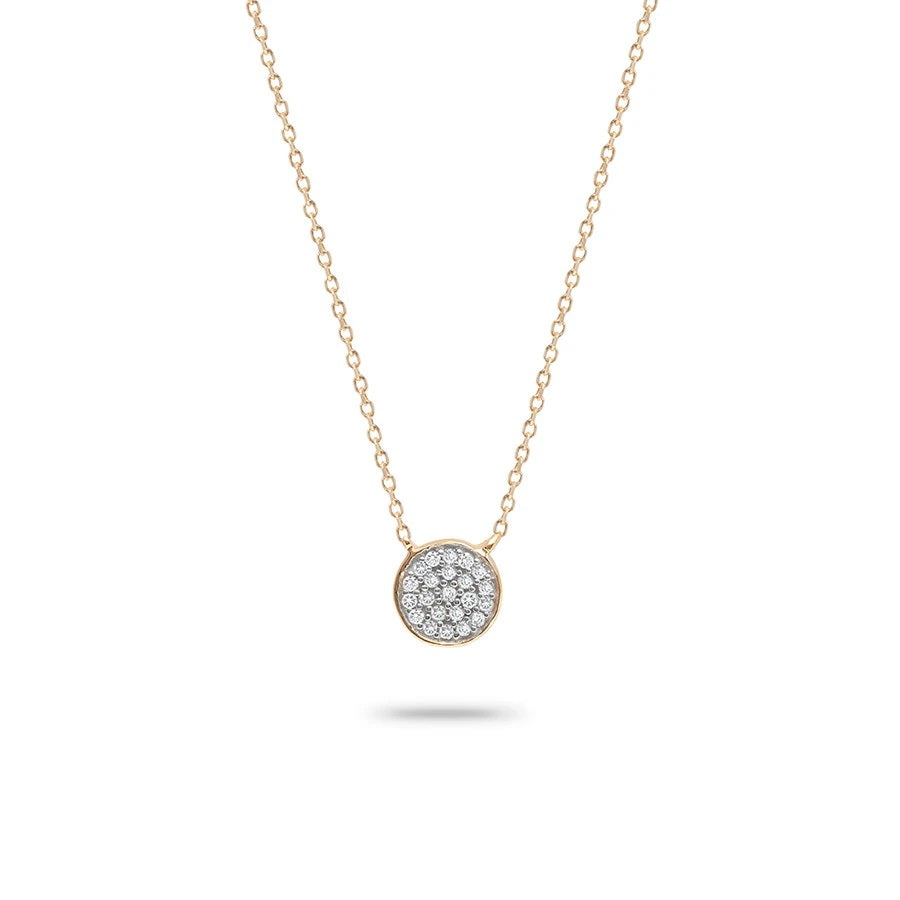 Adina - Solid Pave Disc Necklace in Y14K