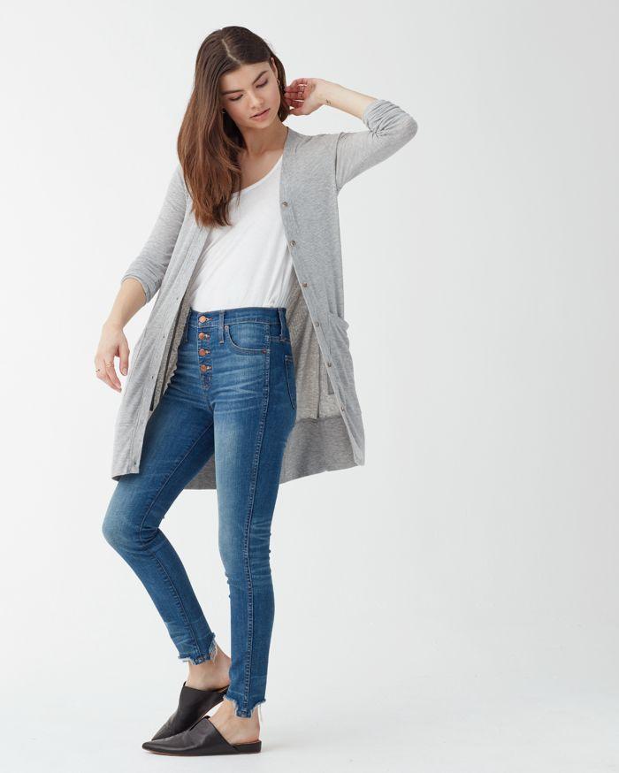 Splendid - 2x1 Rib Cardi Heather Grey