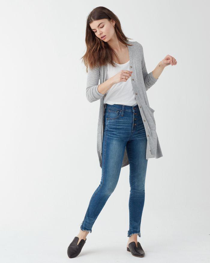 Splendid - 2x1 Rib Cardi Heather Grey