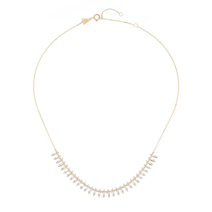Adina - Stack Baguette Curve Collar Necklace in Y14k