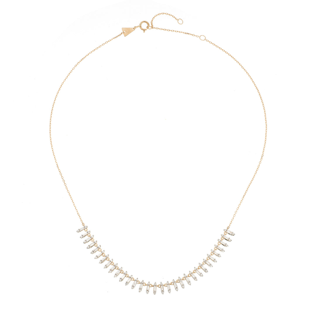 Adina - Stack Baguette Curve Collar Necklace in Y14k