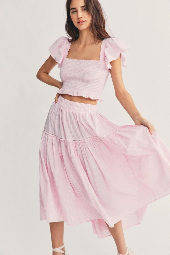 Love Shack Fancy - Stefana Skirt in Pink Papershell Skirts