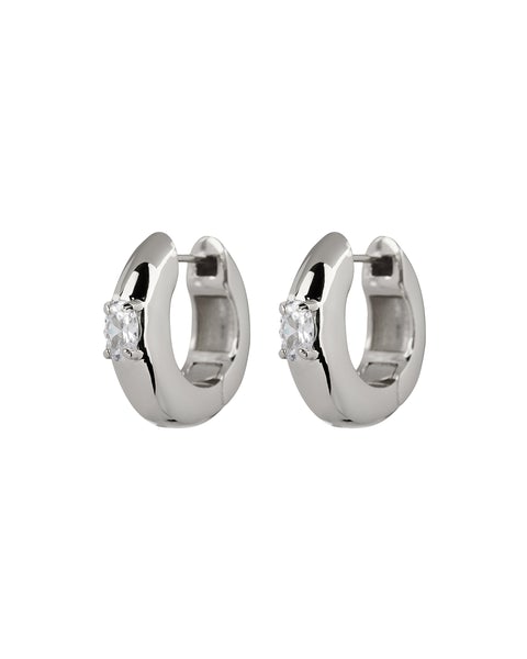 LUV AJ - Stone Orb Hoops in Silver
