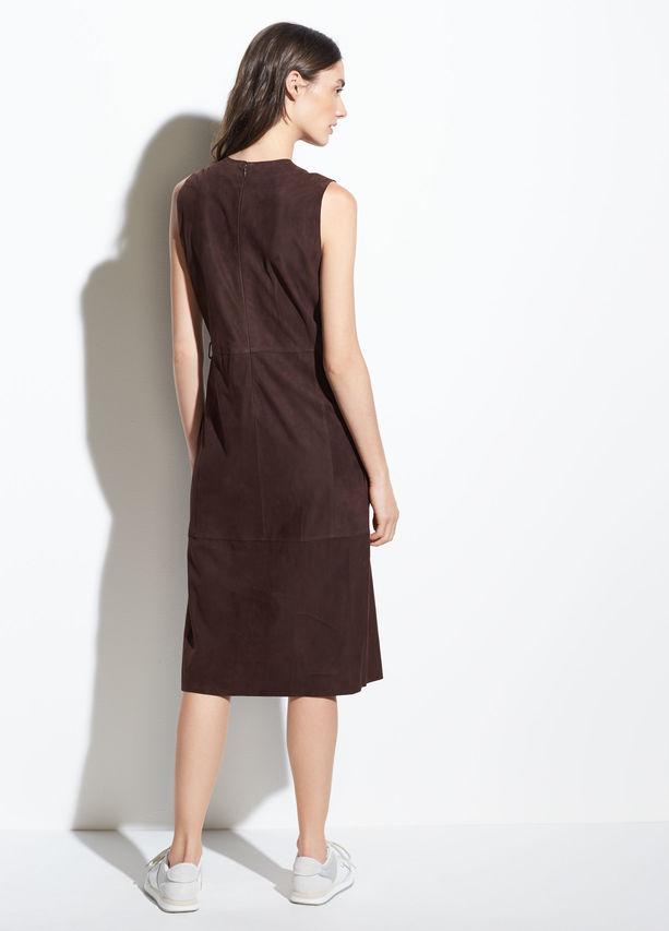 VINCE - Suede Belted Dress Black Truffle