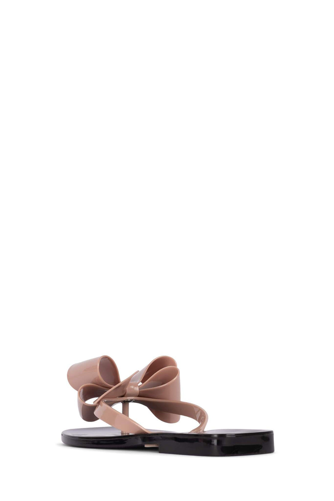 Jeffrey Campbell - Sugary Flat Jelly Bow Thong in Blush Shiny Black Shiny Shoes
