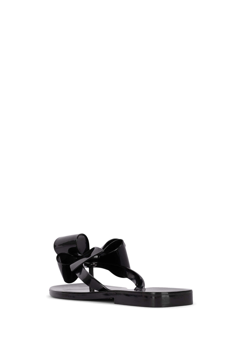 Jeffrey Campbell - Sugary Flat Jelly Bow Thong in Black Shiny