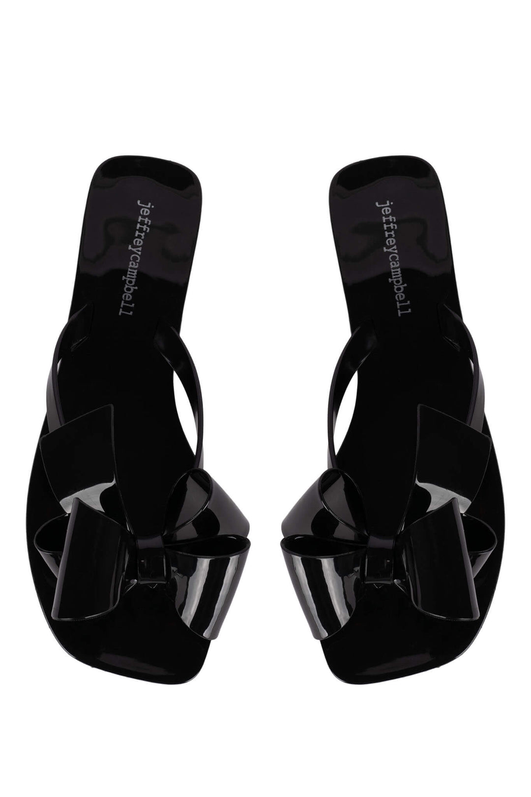 Jeffrey Campbell - Sugary Flat Jelly Bow Thong in Black Shiny
