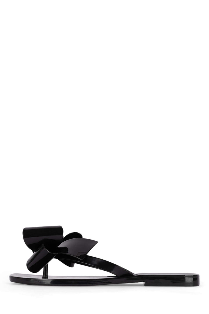 Jeffrey Campbell - Sugary Flat Jelly Bow Thong in Black Shiny