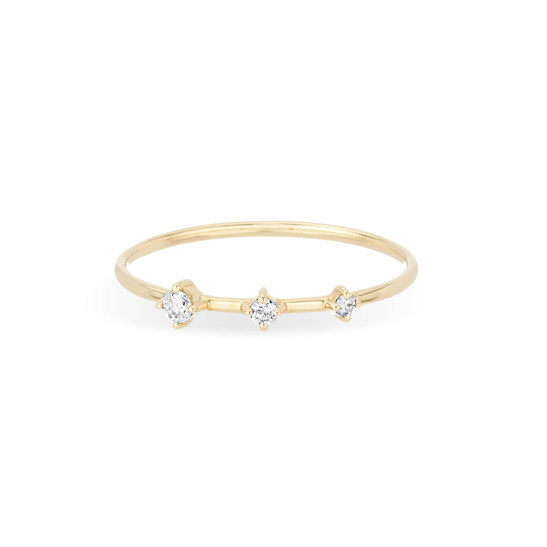 Adina - Super Tiny 3 Diamond Stacking Ring Y14k