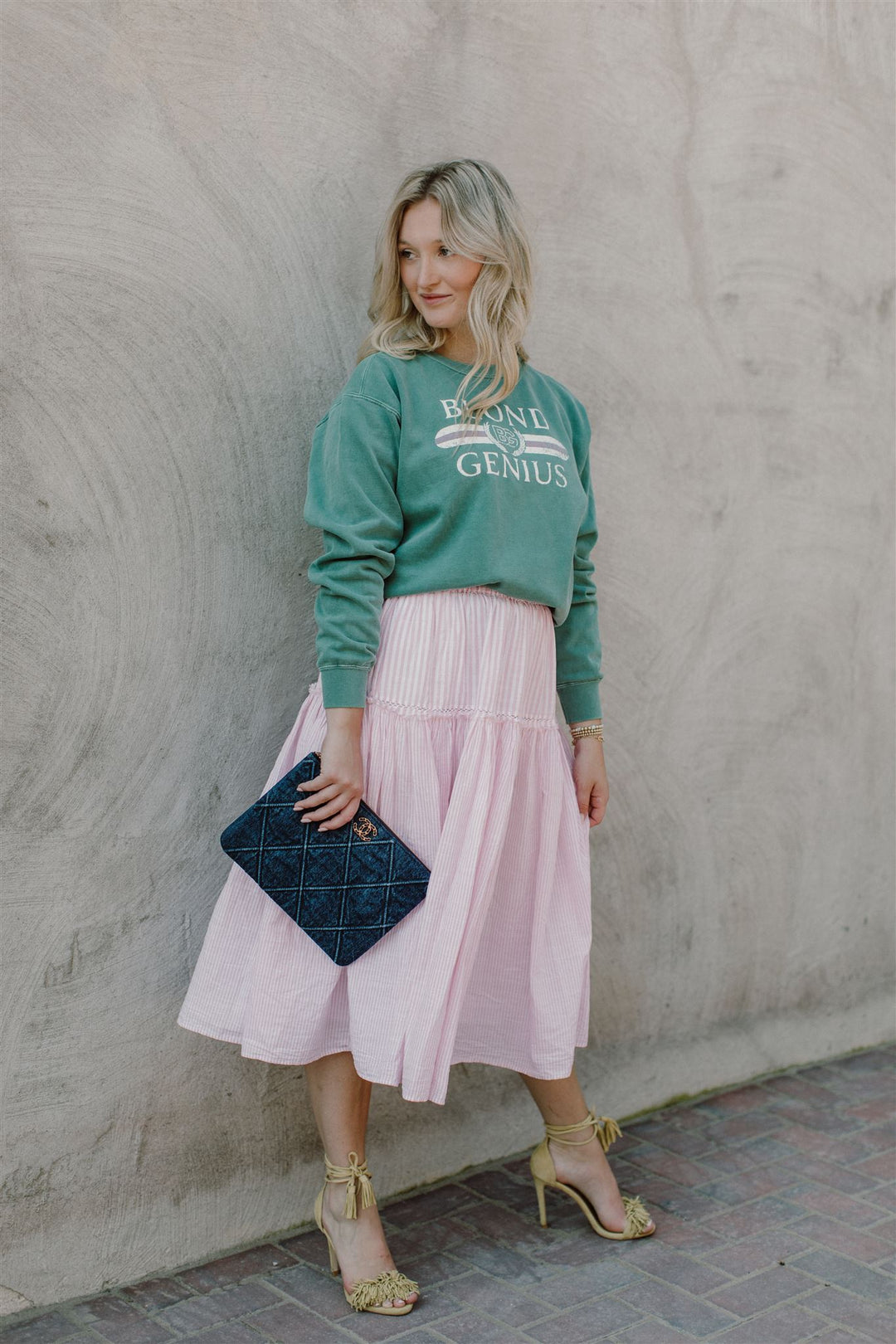 Blond Genius - Blond Genius Surfboard Beverly Hills Sweatshirt in Green