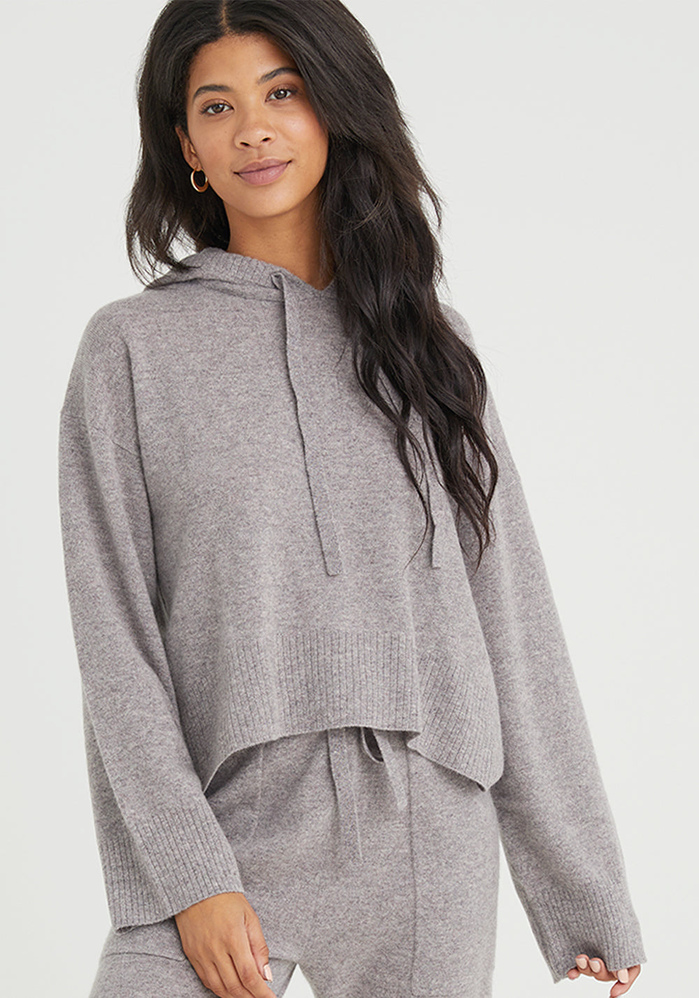 Bella Dahl - Sweater Hoodie in Heather Mauve
