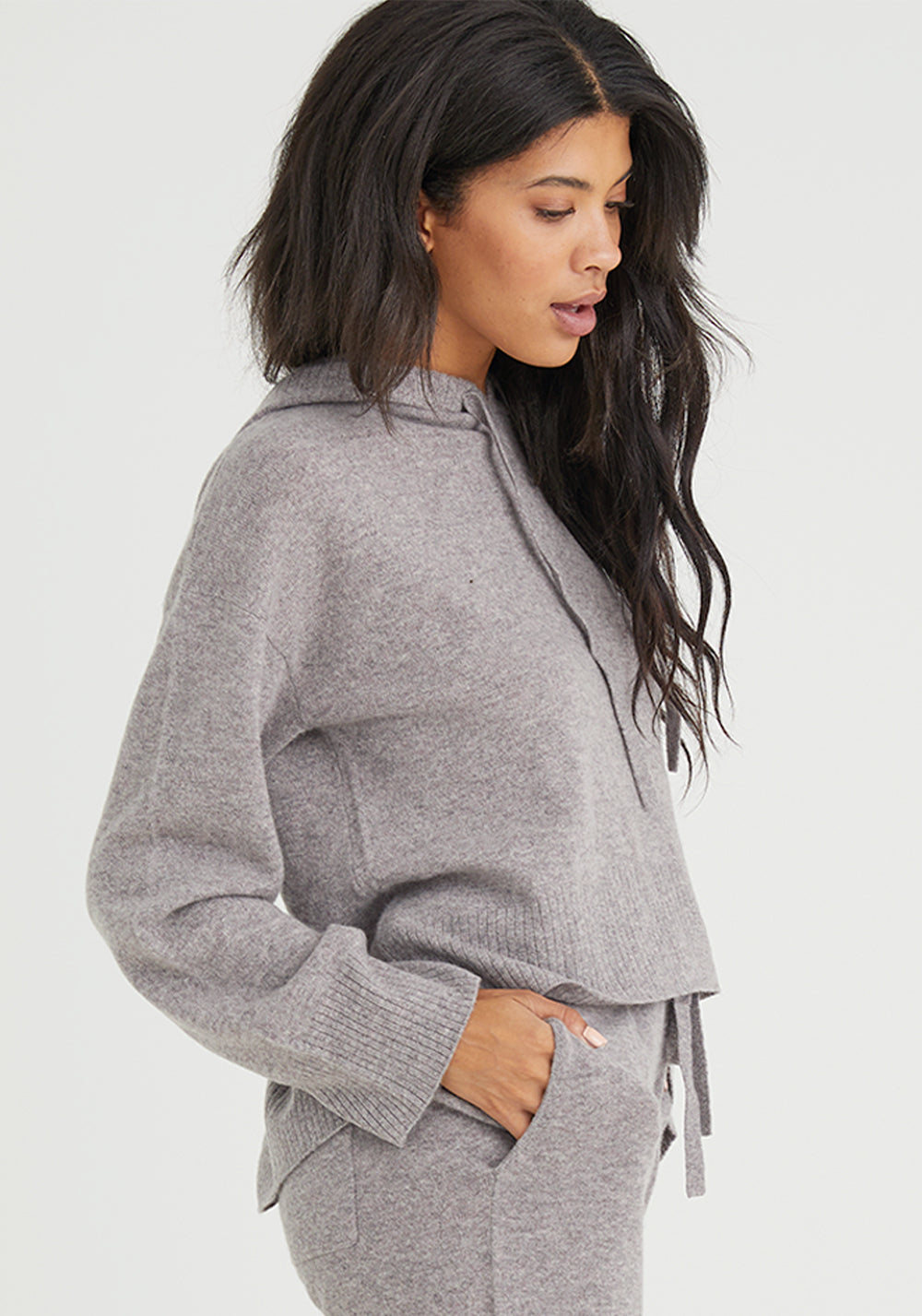 Bella Dahl - Sweater Hoodie in Heather Mauve
