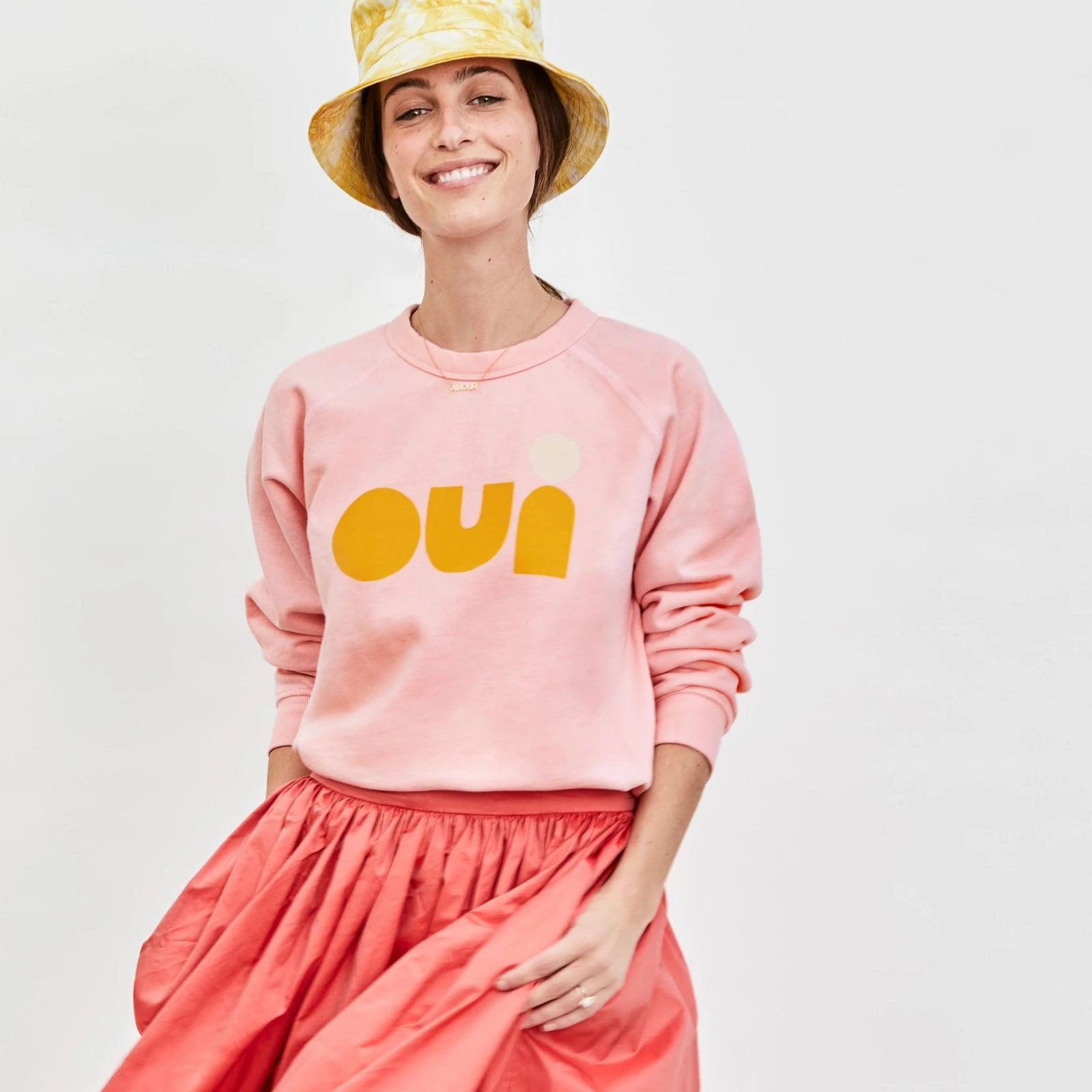Clare V. - Sweatshirt in Rose w/ Marigold & Cream Cut-Out Oui