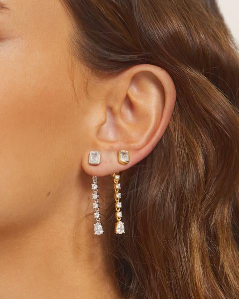 LUV AJ - Sylvie Stone Drop Studs in Silver