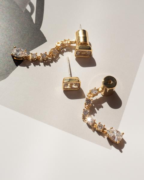LUV AJ - Sylvie Stone Drop Studs in Gold Jewelry