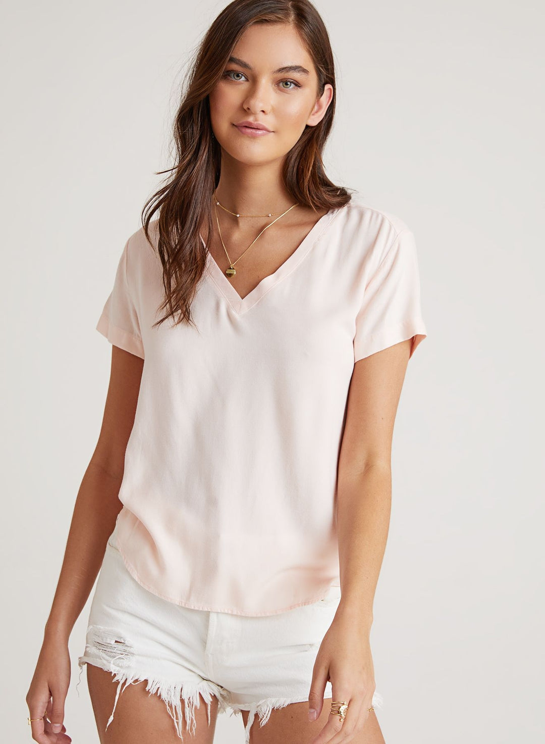 Bella Dahl - V-Neck Tee in Sunkissed Coral