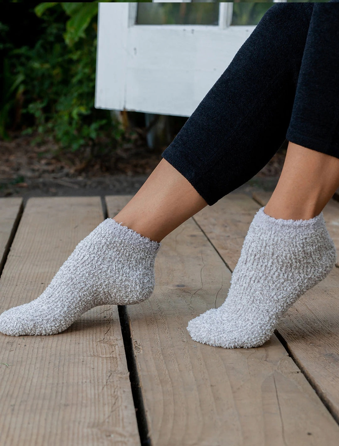 Barefoot Dreams - CozyChic 2 Pair Tennis Sock Set in Oyster Multi
