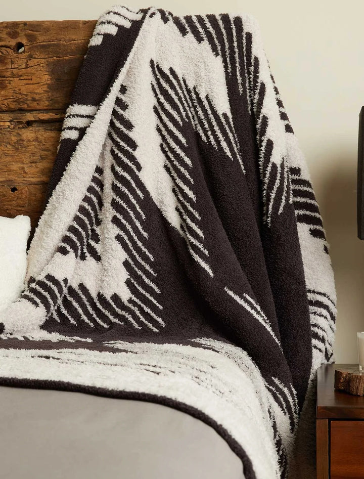 Barefoot Dreams - Cozychic Textured Throw 54"x72" in Dark Brown/Almond