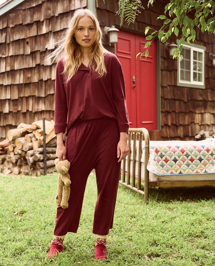 The Great - The Lounge Crop in Maroon