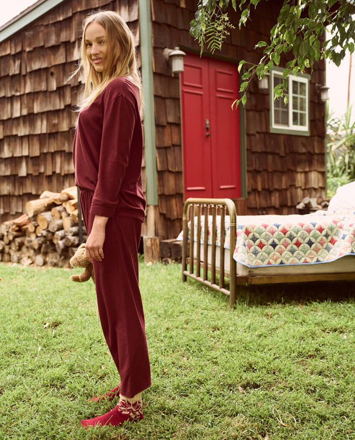 The Great - The Lounge Crop in Maroon