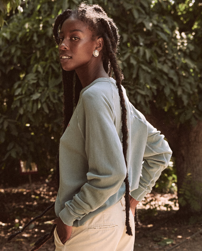 The Great - The College Sweatshirt with Stallion Graphic in Morning Light